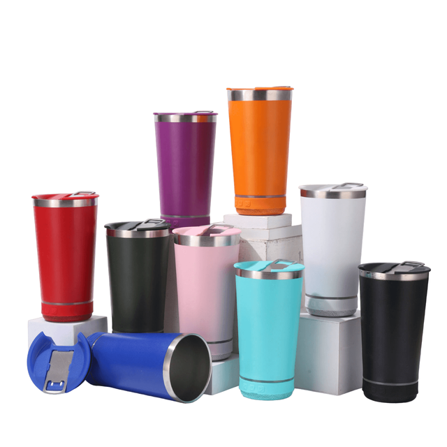 Wholesale Vacuum Insulated Wireless Music Speaker Tumbler Beer Cup for Outside Playing Songs with Phone