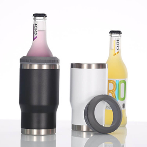 New 14oz 3 in 1 Double Walled Stainless Steel Vacuum Insulated Beer Can Soda Beverage Bottle Cooler Insulator with Opener