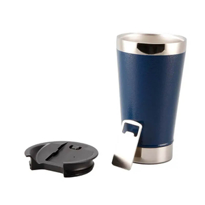 Beer Pint 16oz Custom Logo Double Wall Stainless Steel Mug with Built-in Bottle Opener Adventure Stacking Cup