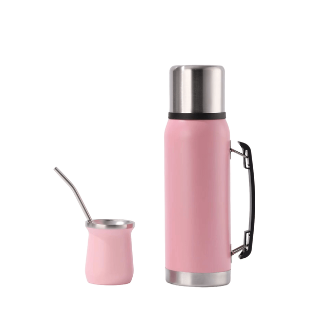  Custom Pink 6oz 8oz Mate Cup 1L 1.2L Water Bottle Gift Promotion Vacuum Insulated Stainless Steel Yerba Mate Cup Tea Set