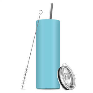 Custom 20oz Double Wall Slim Tumbler with Brush Lid Straw