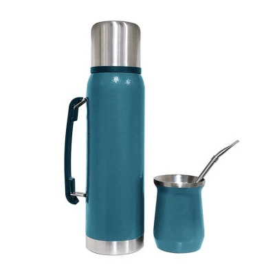 Christmas Gift Double Wall Vacuum Insulated Tumbler Stainless Steel BPA Free 8oz Yerba Mate Cup with 1.2 Liter Portable Kettle Set