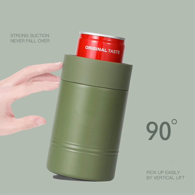 Non-Tipping Stainless Steel 12oz Vacuum Insulated Drink Holder Can Bottle Cooler with Suction Base