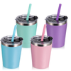 8oz 12oz 14oz Kids Stainless Steel Milk Tumbler with Leak Proof and Straw