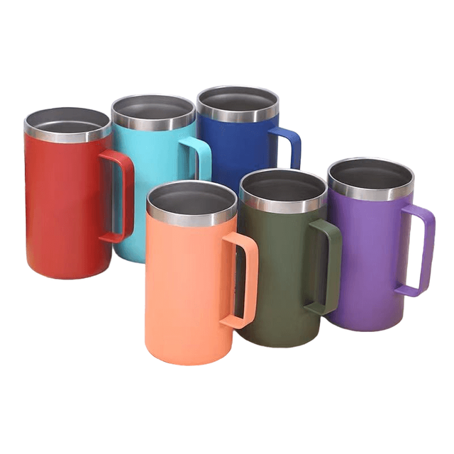 Custom Stainless Steel Insulated Coffee Mug 24oz Beer Cup with Handle and Lid