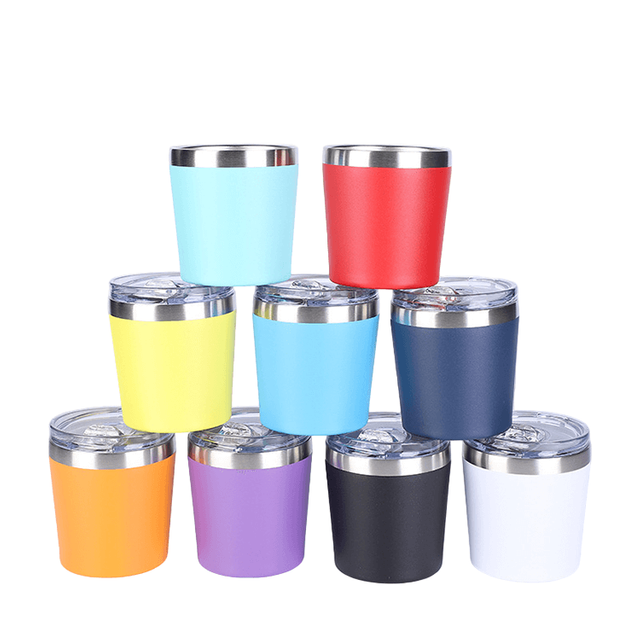 Wholesale Amazon 8oz/12oz Double Stainless Steel Insulated Coffee Cup Handy Mini Cup with Cup Lid Milk Cup